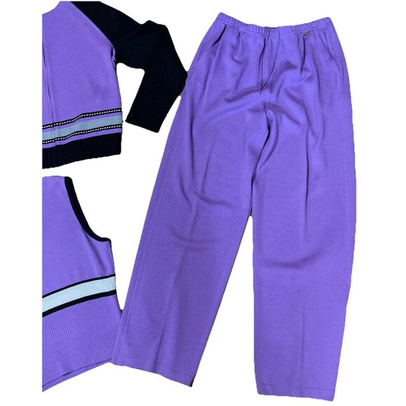 Vintage Women’s LG St John Sport By Marie Gray 3 Piece Set Pants Jacket Blouse - Picture 3 of 10